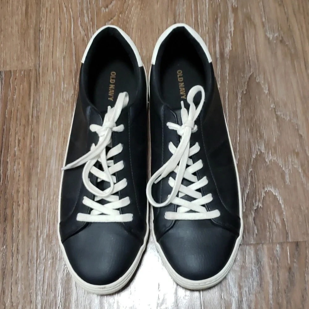 (9) Old Navy Color Block Lace Up Black Jack Court Sneakers Preppy Streetwear - Picture 3 of 9
